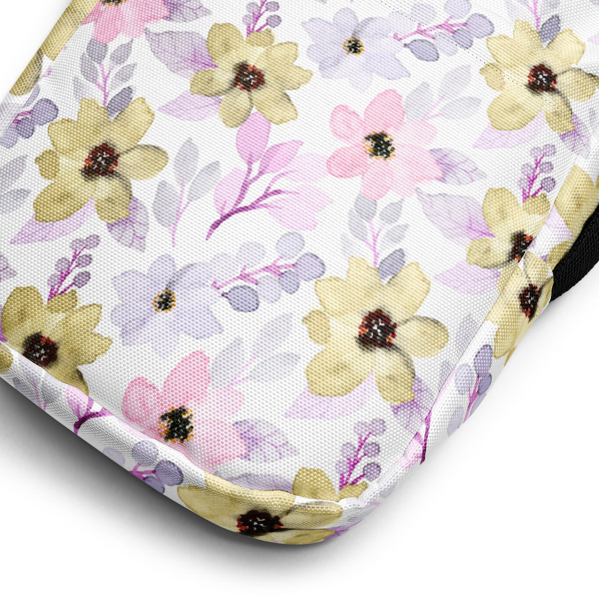 Pastel Watercolor Floral Crossbody Bag – Water Resistant Mini Purse With Adjustable Strap & Pockets