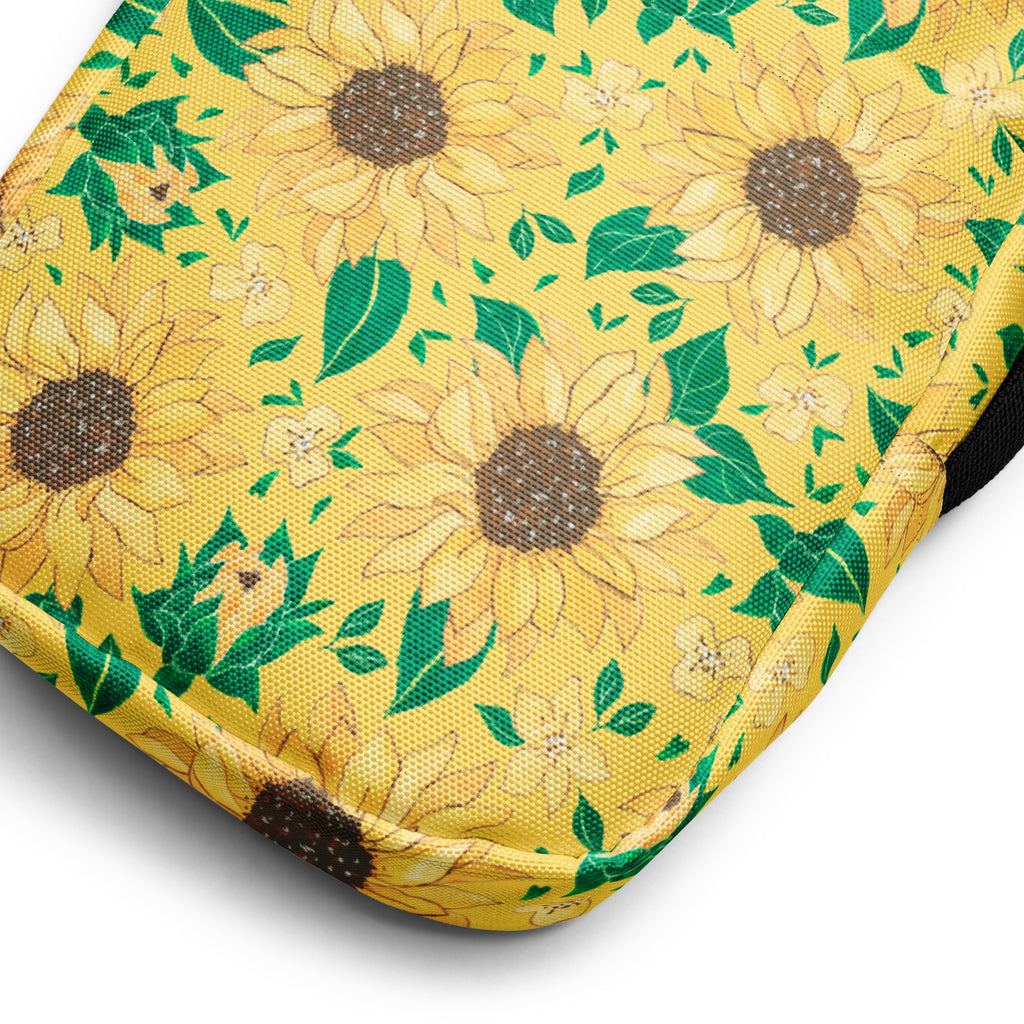 Girls Watercolor Sunflower Crossbody Bag – Water Resistant Mini Purse With Adjustable Strap & Pockets