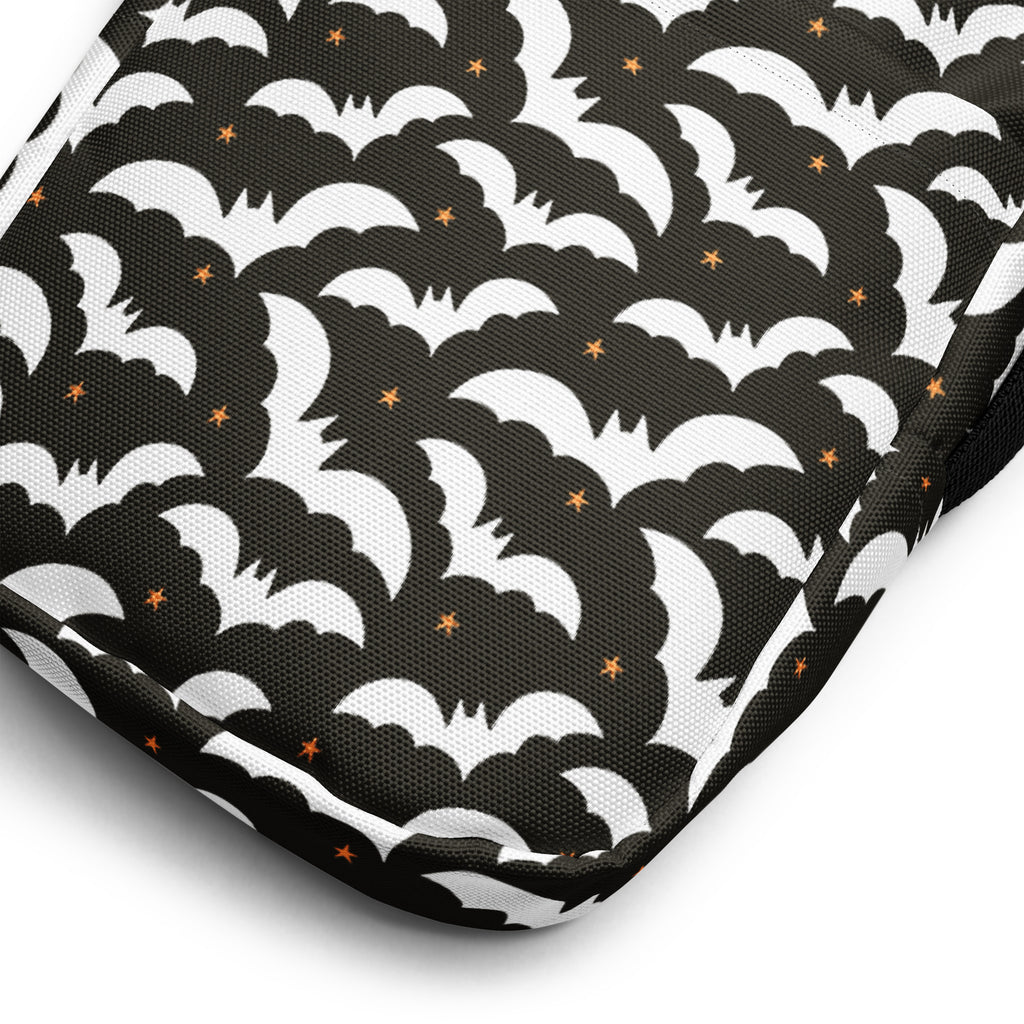 Girls Black Bat Halloween Crossbody Bag – Water Resistant Mini Purse With Adjustable Strap & Pockets
