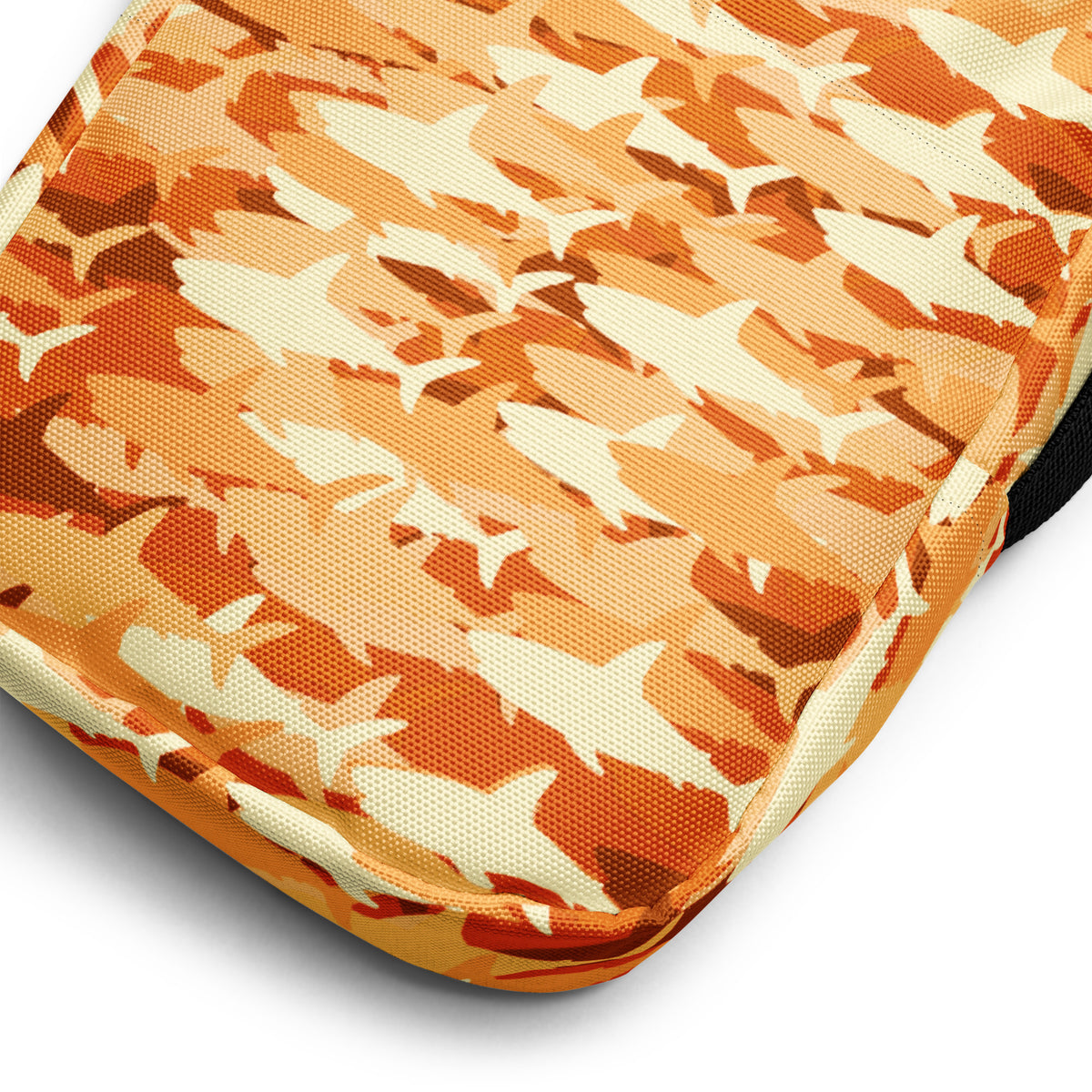 Girls Orange Shark Camouflage Crossbody Bag – Water Resistant Mini Purse With Adjustable Strap & Pockets