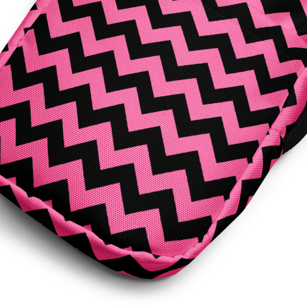 Pink Chevron Halloween Crossbody Bag – Water Resistant Mini Purse With Adjustable Strap & Pockets