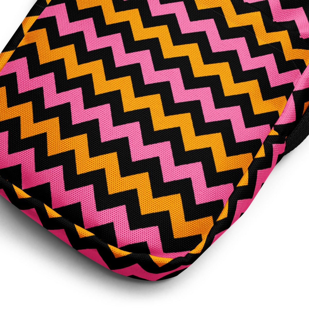 Pink & Orange Chevron Halloween Crossbody Bag – Water Resistant Mini Purse With Adjustable Strap & Pockets