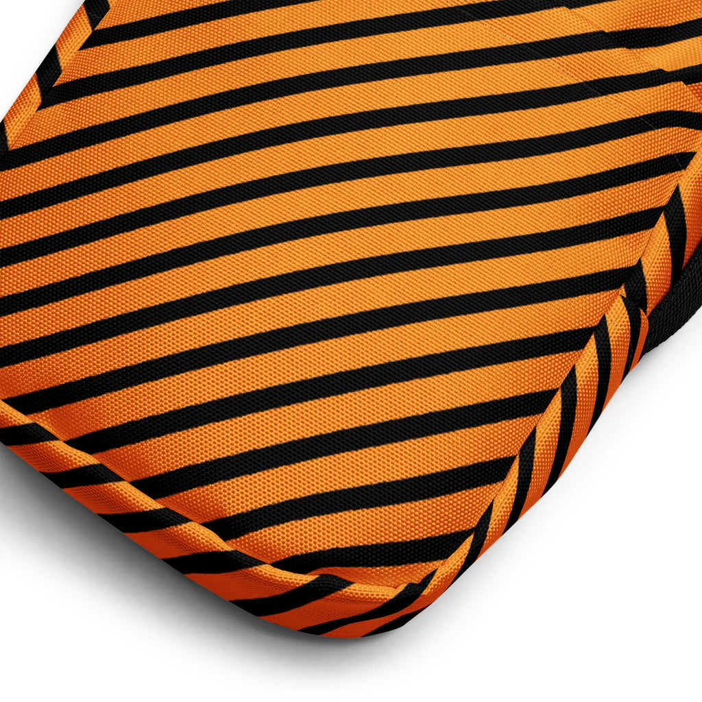Girls Orange & Black Striped Halloween Crossbody Bag – Water Resistant Mini Purse With Adjustable Strap & Pockets
