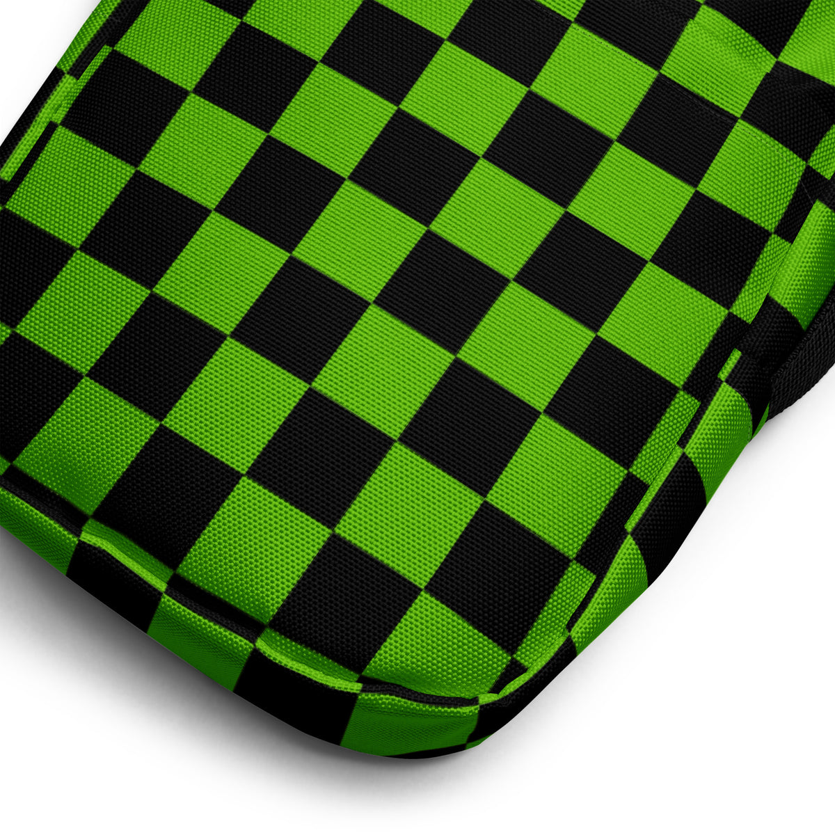 Green Checkered Halloween Crossbody Bag – Water Resistant Mini Purse With Adjustable Strap & Pockets