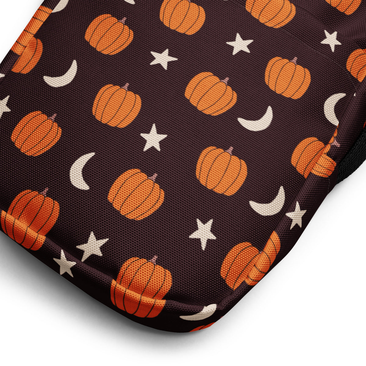 Pumpkin Moon Stars Halloween Crossbody Bag – Water Resistant Mini Purse With Adjustable Strap & Pockets