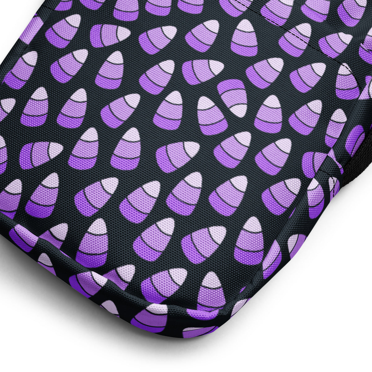 Purple Candy Corn Halloween Crossbody Bag – Water Resistant Mini Purse With Adjustable Strap & Pockets