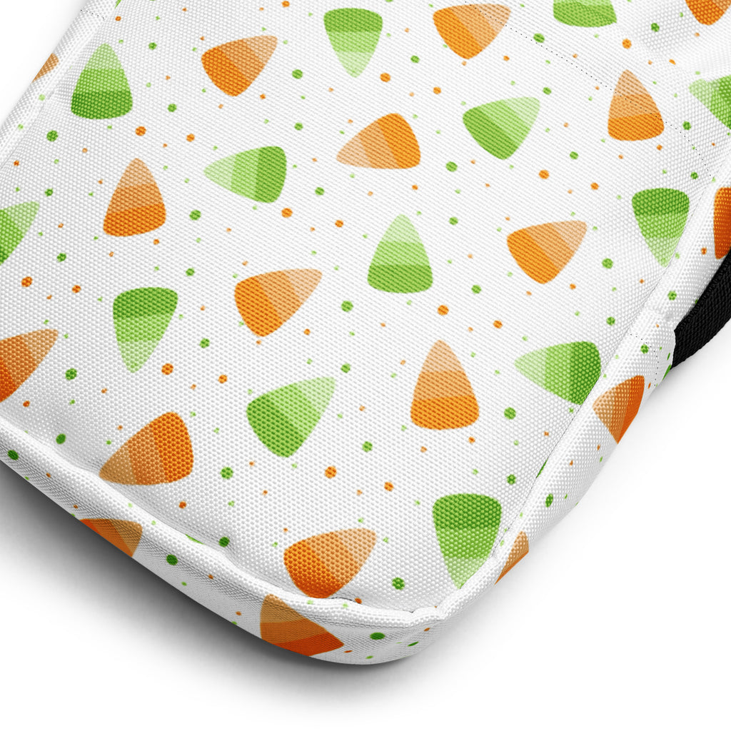Orange & Green Candy Corn Halloween Crossbody Bag – Water Resistant Mini Purse With Adjustable Strap & Pockets