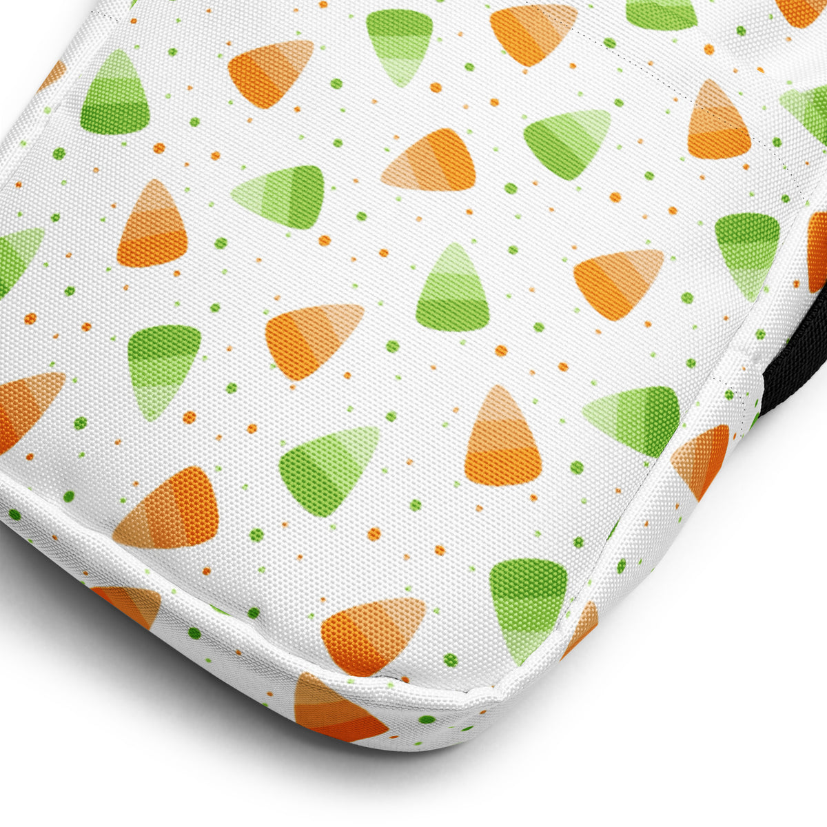 Orange & Green Candy Corn Halloween Crossbody Bag – Water Resistant Mini Purse With Adjustable Strap & Pockets