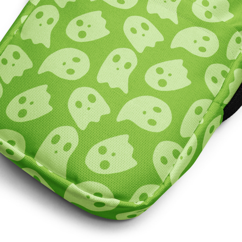 Green Ghosts Halloween Crossbody Bag – Water Resistant Mini Purse With Adjustable Strap & Pockets