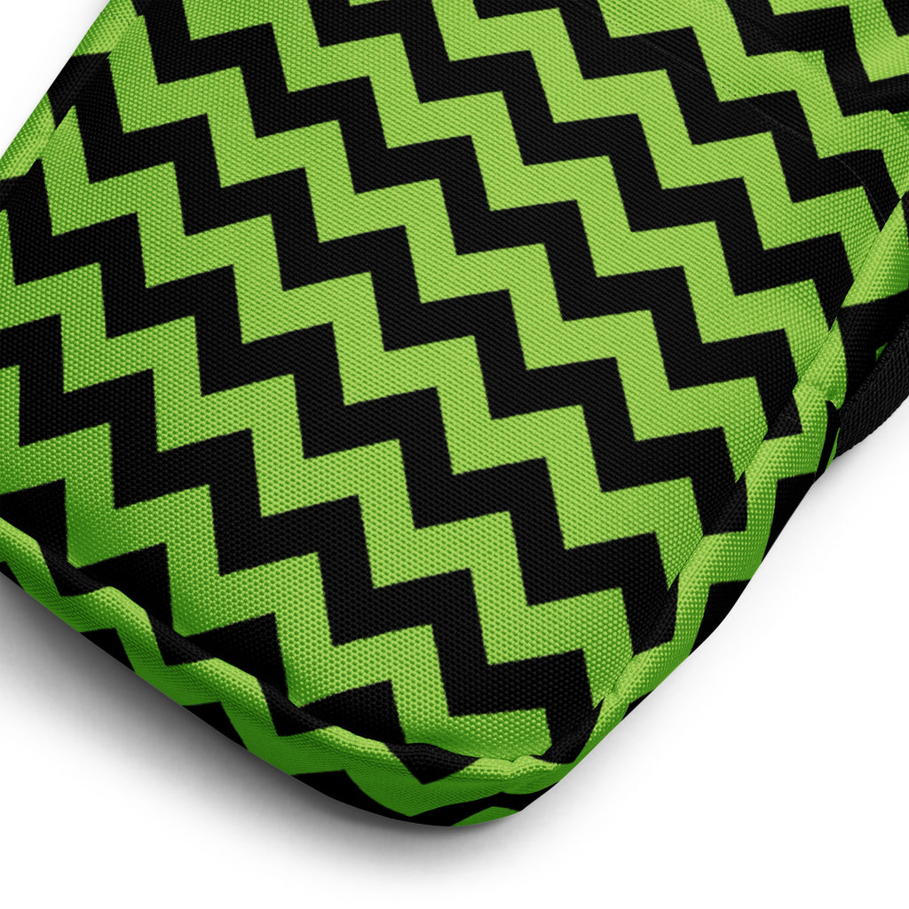 Green Chevron Halloween Crossbody Bag – Water Resistant Mini Purse With Adjustable Strap & Pockets