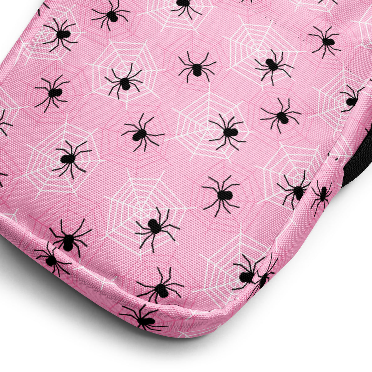 Pink Spiderweb Halloween Crossbody Bag – Water Resistant Mini Purse With Adjustable Strap & Pockets