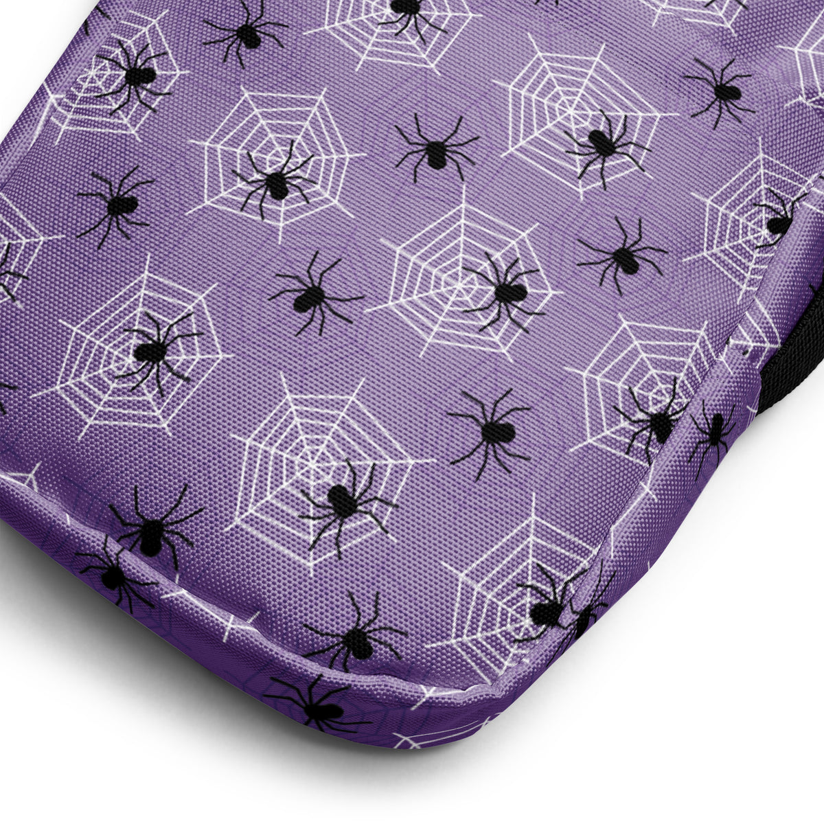Dark Purple Spider Web Halloween Crossbody Bag – Water Resistant Mini Purse With Adjustable Strap & Pockets