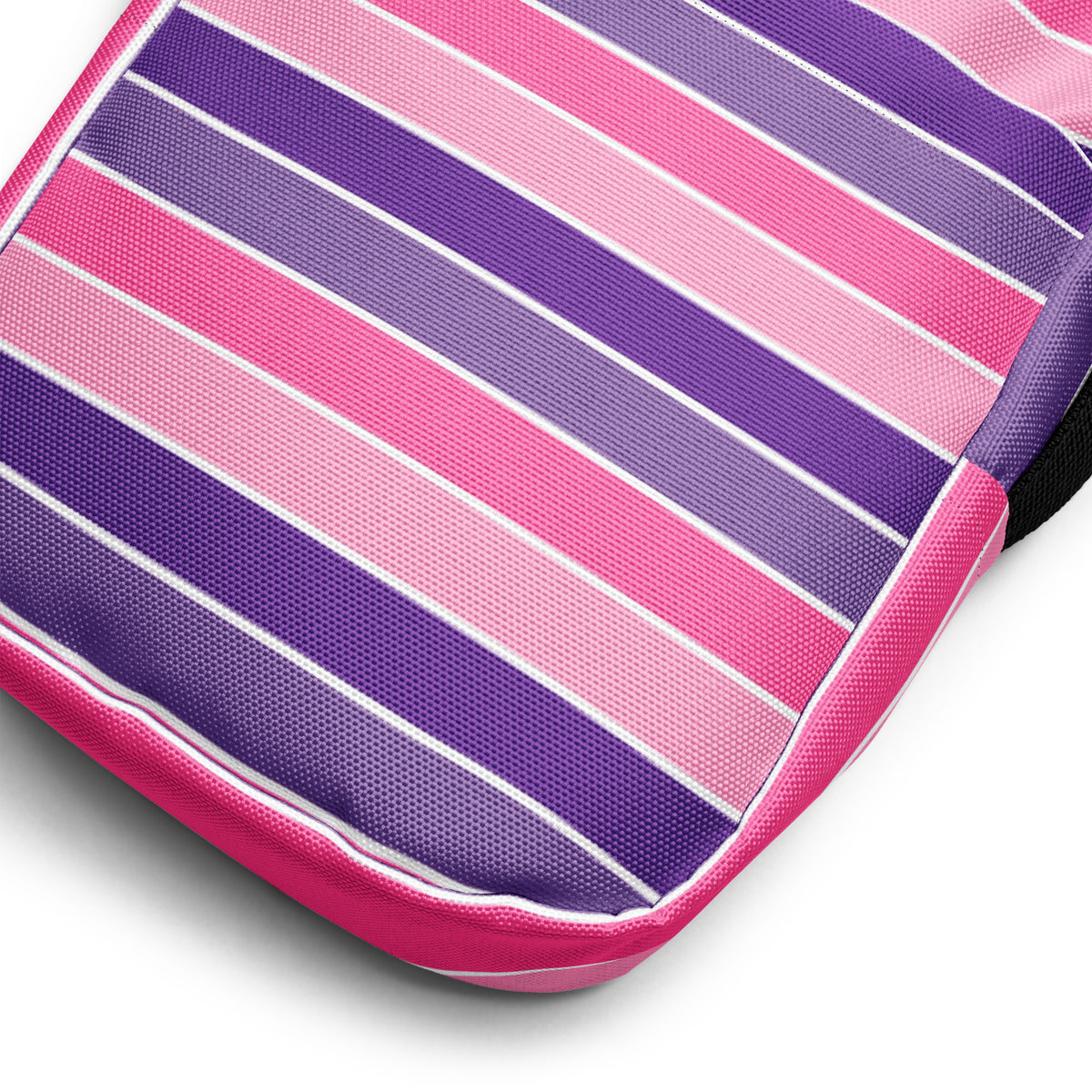 Pink Purple Striped Crossbody Bag – Water Resistant Mini Purse With Adjustable Strap & Pockets