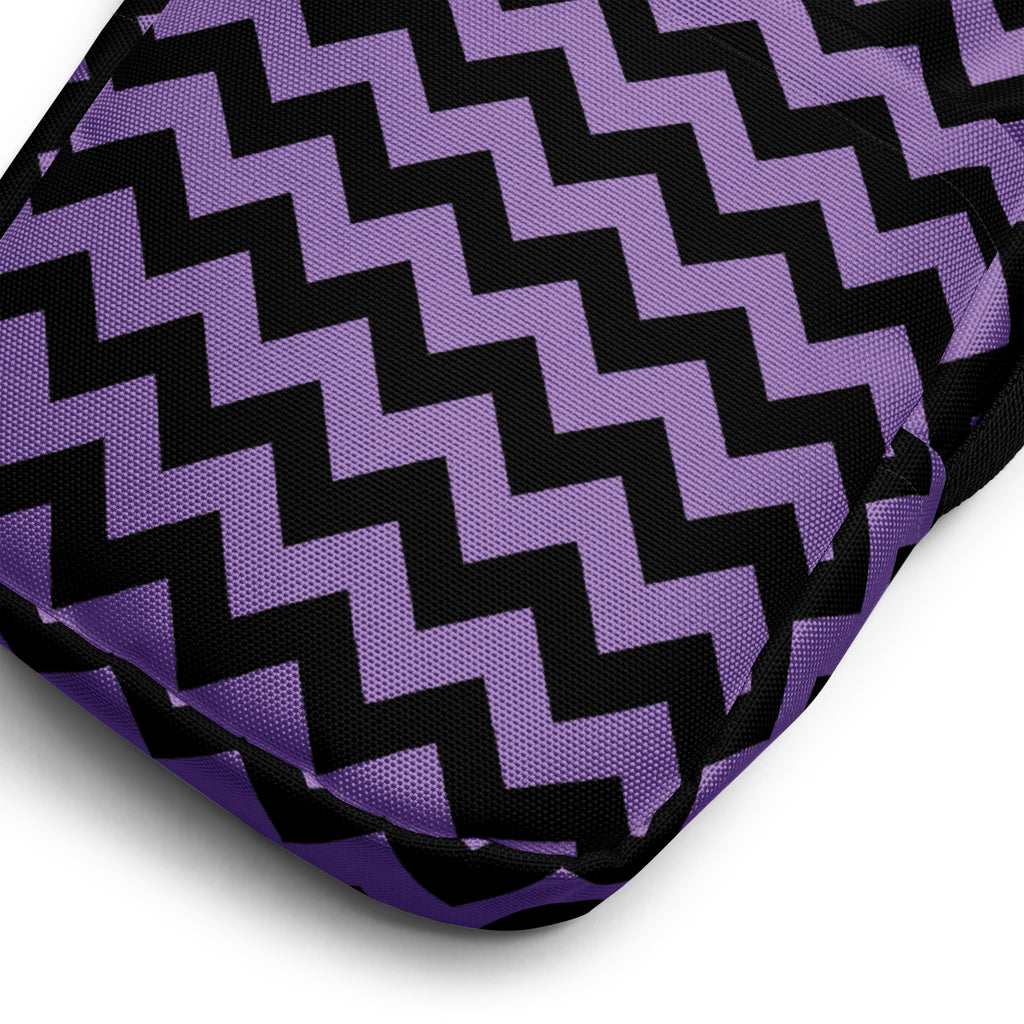 Purple Chevron Halloween Crossbody Bag – Water Resistant Mini Purse With Adjustable Strap & Pockets