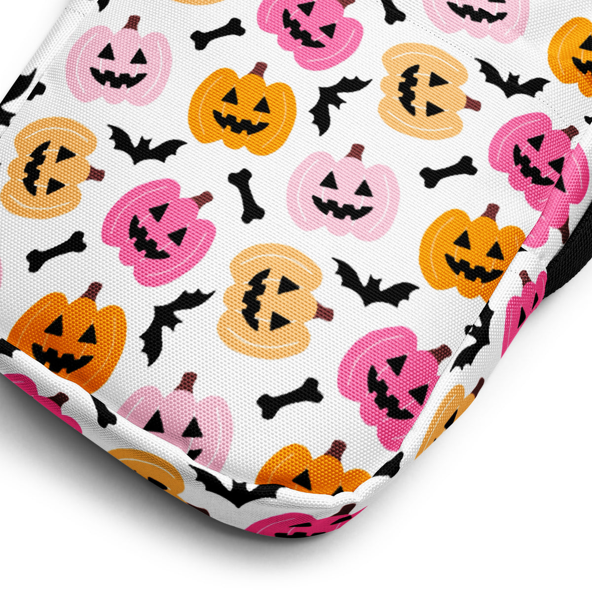 Pink & Orange Pumpkin Halloween Crossbody Bag – Water Resistant Mini Purse With Adjustable Strap & Pockets