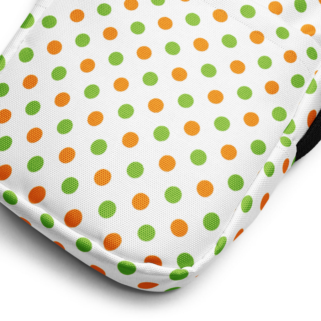 Orange & Green Polka Dot Halloween Crossbody Bag – Water Resistant Mini Purse With Adjustable Strap & Pockets