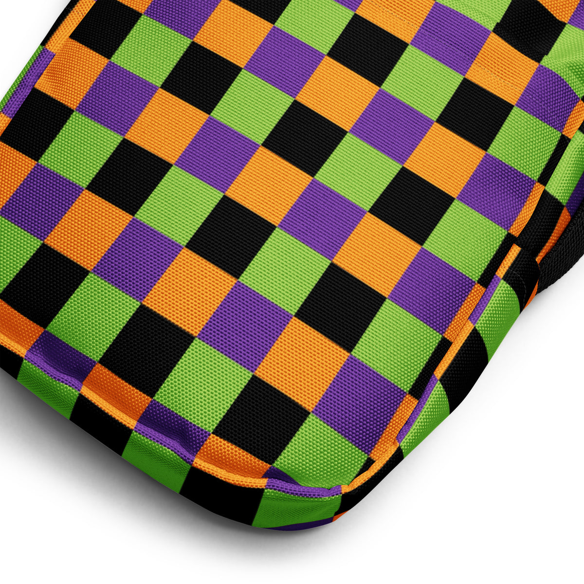Halloween Checkerboard Crossbody Bag – Water Resistant Mini Purse With Adjustable Strap & Pockets