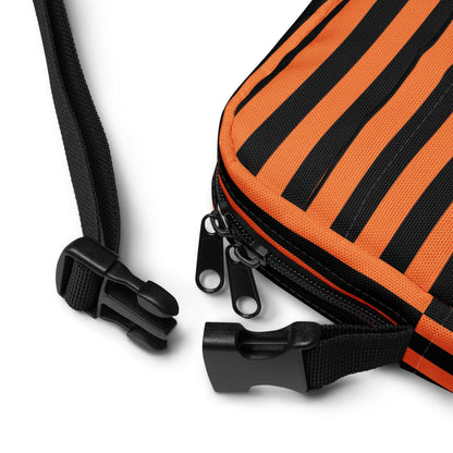Girls Orange & Black Striped Halloween Crossbody Purse