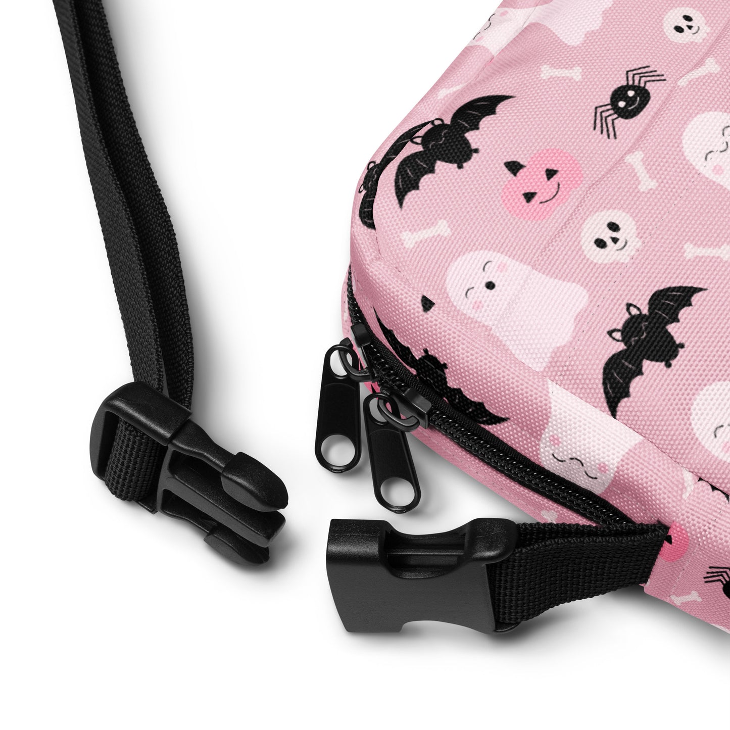 Girls Cute Ghost And Bats Pink Halloween Crossbody Purse