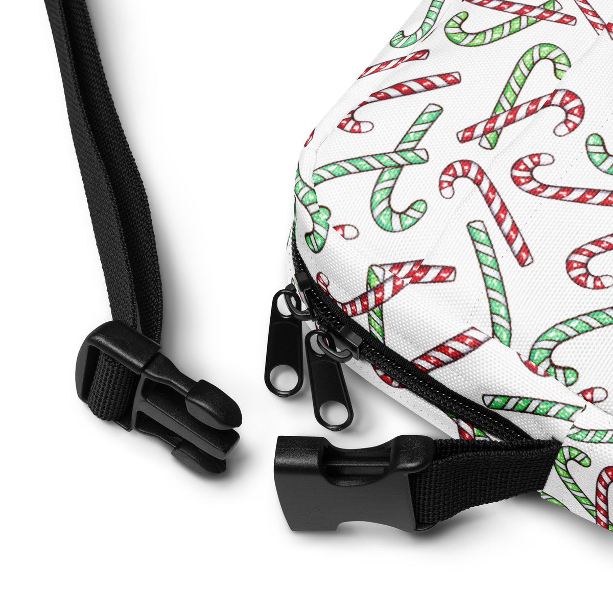 Girls Red & Green Candy Cane Christmas Crossbody Bag – Water Resistant Mini Purse With Adjustable Strap & Pockets