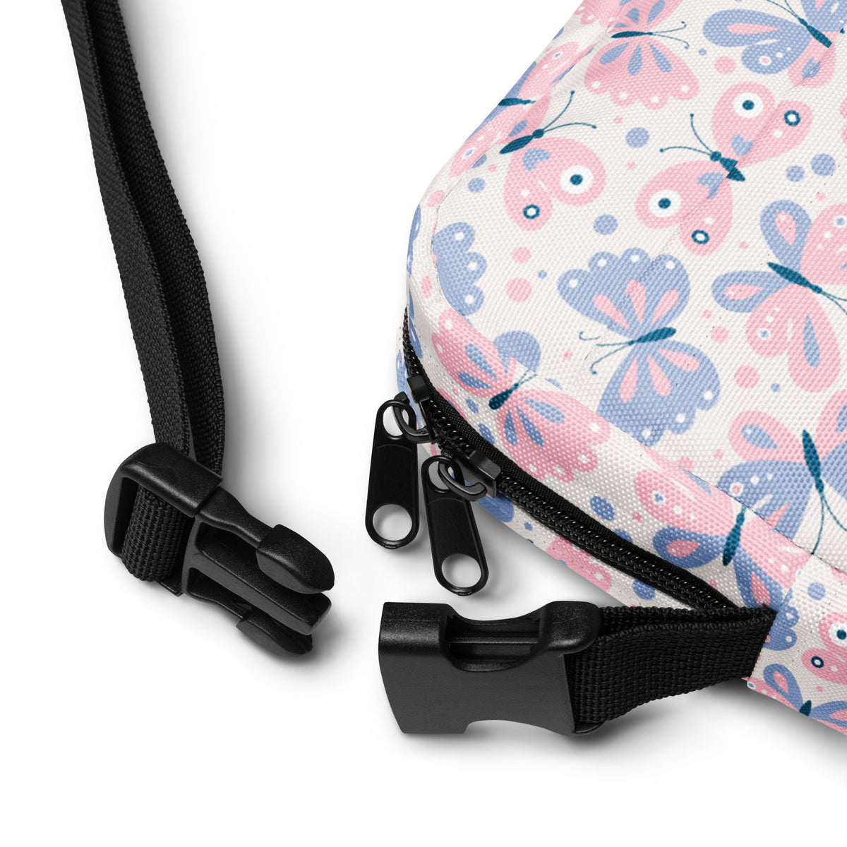Pink & Purple Butterfly Crossbody Bag – Water Resistant Mini Purse With Adjustable Strap & Pockets