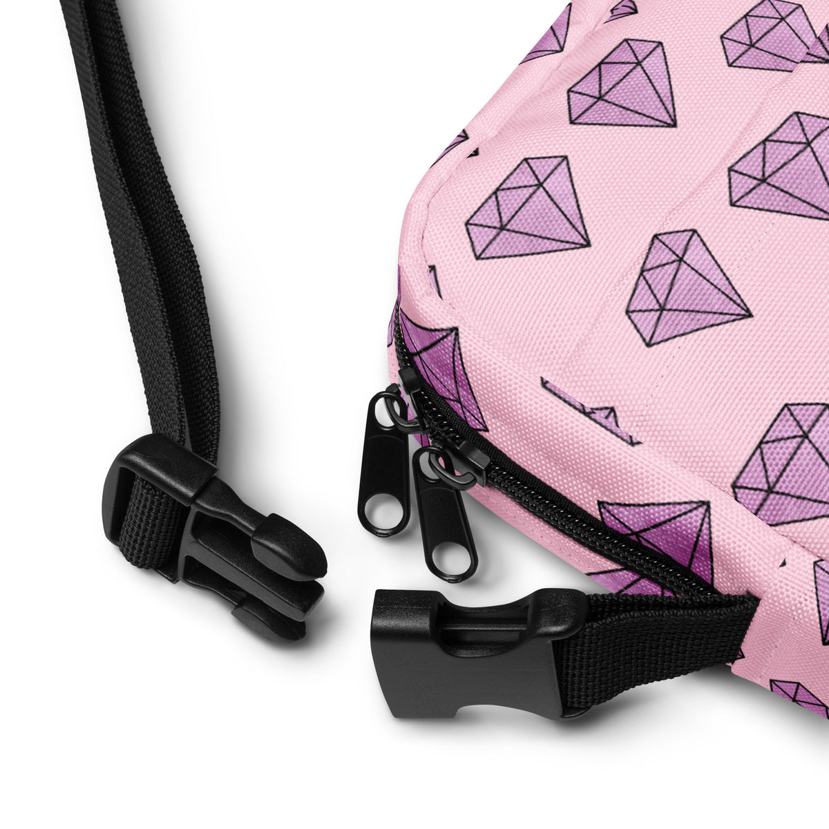 Purple Diamonds Crossbody Bag – Water Resistant Mini Purse With Adjustable Strap & Pockets