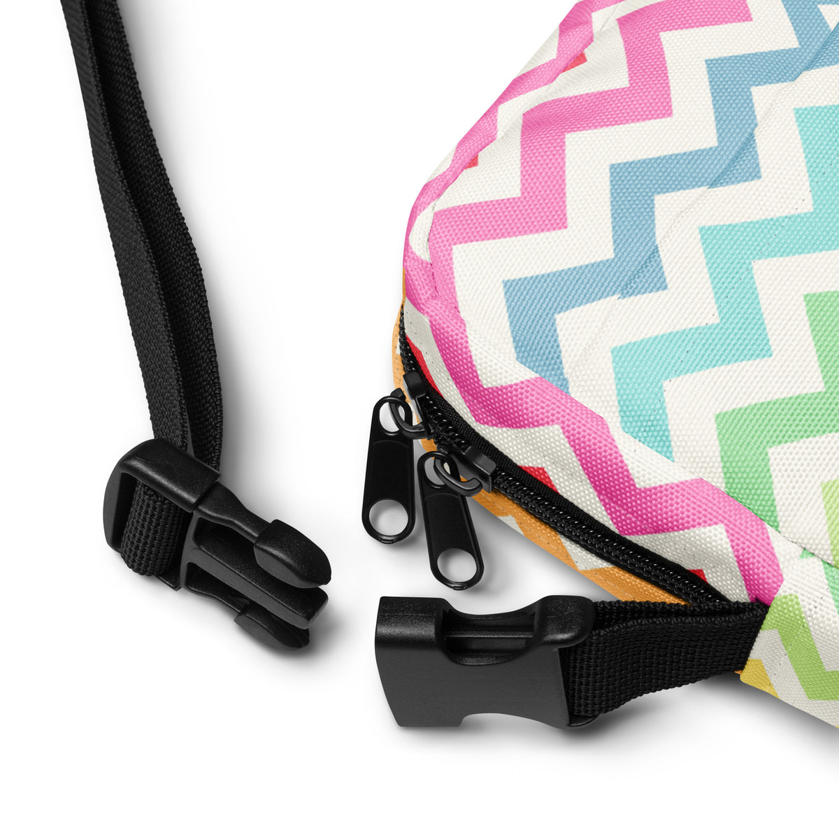 Rainbow Chevron Crossbody Bag – Water Resistant Mini Purse With Adjustable Strap & Pockets