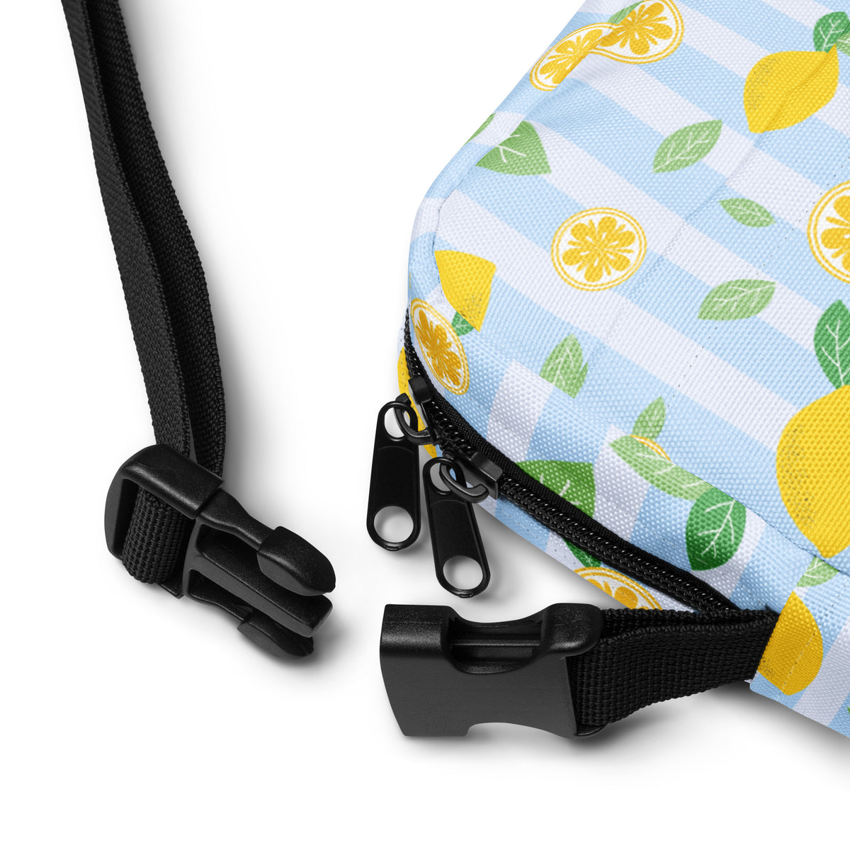 Girls Lemon Stripe Crossbody Bag – Water Resistant Mini Purse With Adjustable Strap & Pockets