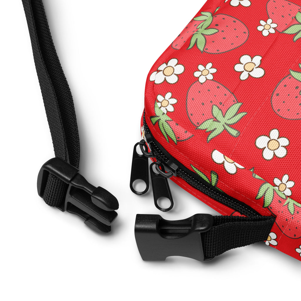 Floral Strawberry Crossbody Bag – Water Resistant Mini Purse With Adjustable Strap & Pockets