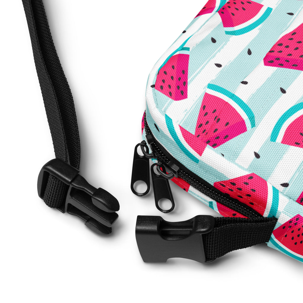 Watermelon Stripe Crossbody Bag – Water Resistant Mini Purse With Adjustable Strap & Pockets