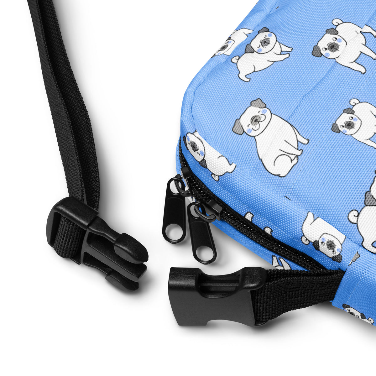 Blue Pug Crossbody Bag – Water Resistant Mini Purse With Adjustable Strap & Pockets