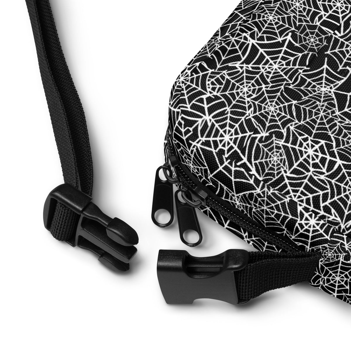 Black Spiderweb Crossbody Bag – Water Resistant Mini Purse With Adjustable Strap & Pockets