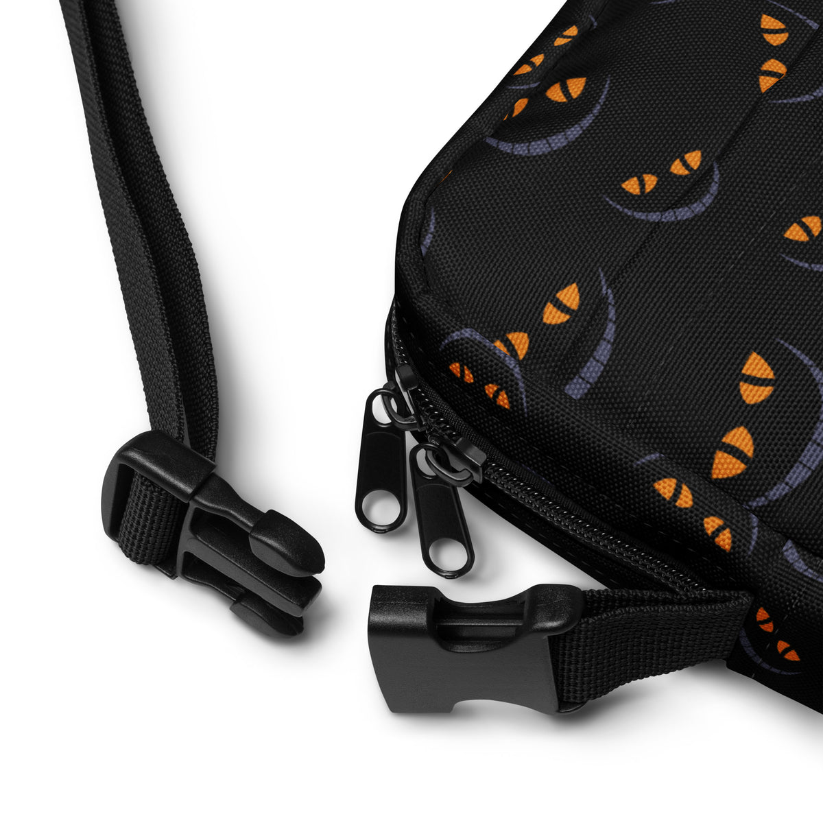 Spooky Black Cat Halloween Crossbody Bag – Water Resistant Mini Purse With Adjustable Strap & Pockets
