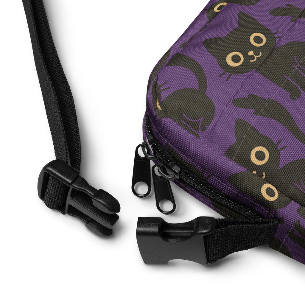 Cute Black Cat Halloween Crossbody Bag – Water Resistant Mini Purse With Adjustable Strap & Pockets