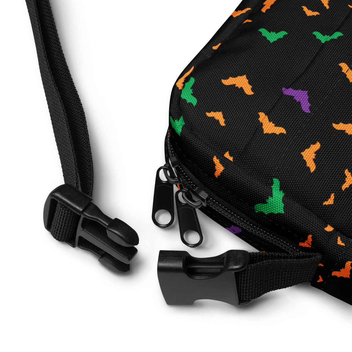 Colorful Bats Halloween Crossbody Bag – Water Resistant Mini Purse With Adjustable Strap & Pockets