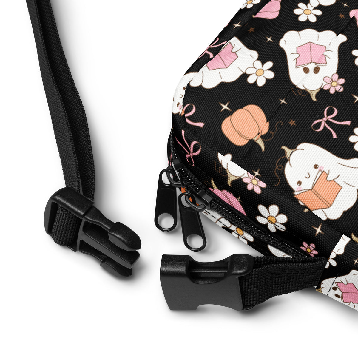 Reading Ghost Halloween Crossbody Bag – Water Resistant Mini Purse With Adjustable Strap & Pockets