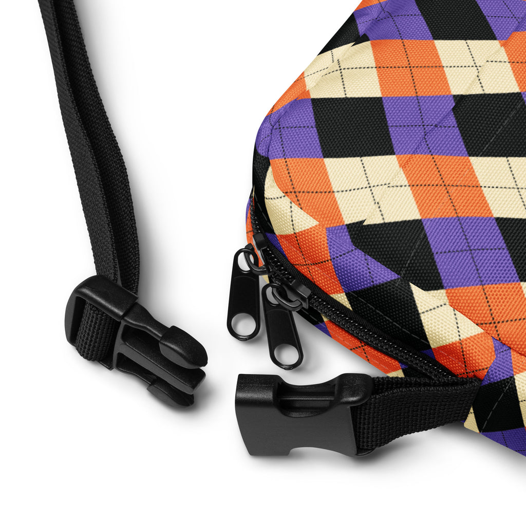 Halloween Argyle Crossbody Bag – Water Resistant Mini Purse With Adjustable Strap & Pockets