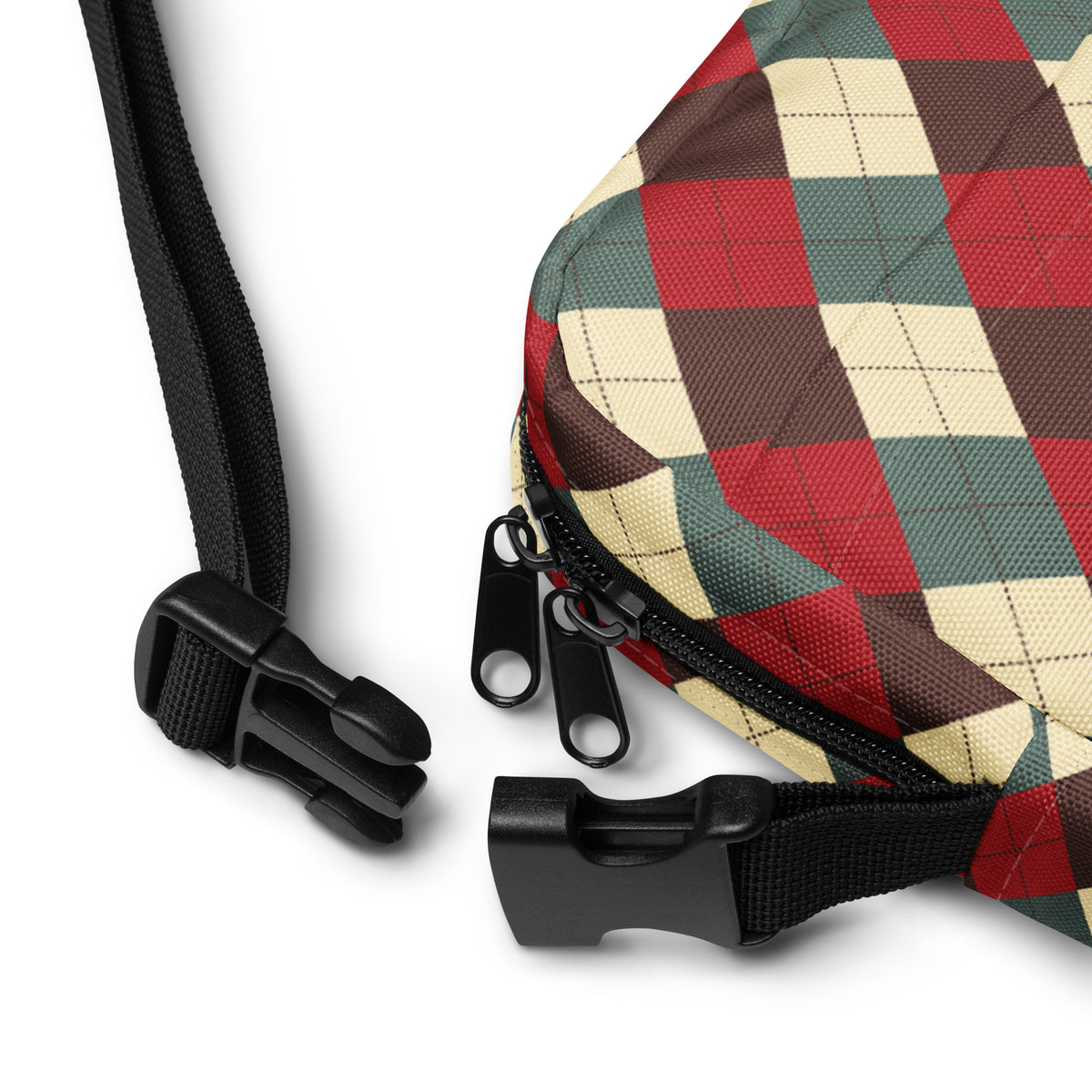 Vintage Christmas Argyle Crossbody Bag – Water Resistant Mini Purse With Adjustable Strap & Pockets