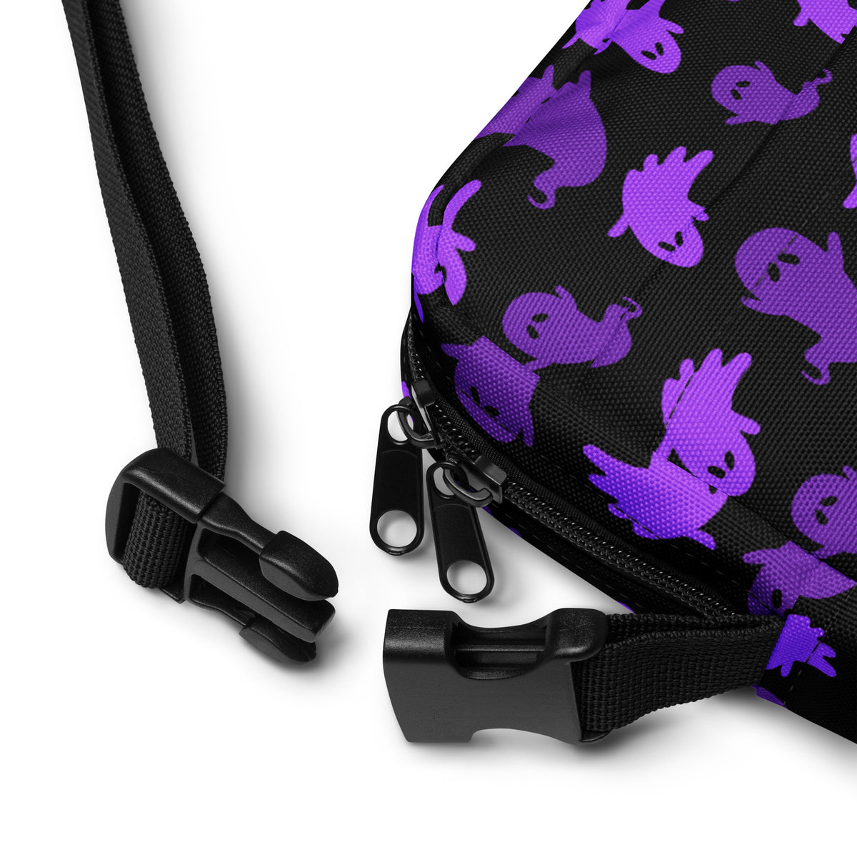 Purple Ghost Halloween Crossbody Bag – Water Resistant Mini Purse With Adjustable Strap & Pockets
