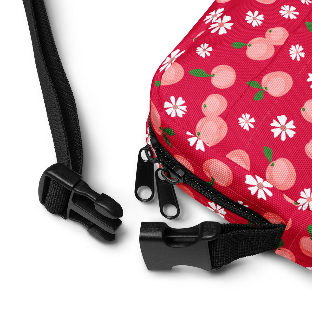 Girls Peach Floral Crossbody Bag – Water Resistant Mini Purse With Adjustable Strap & Pockets