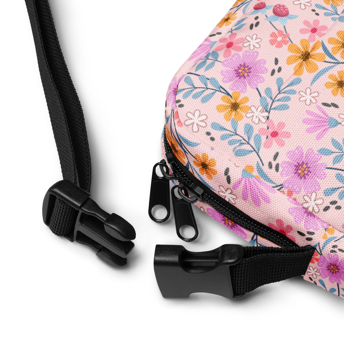 Pink Floral Crossbody Bag – Water Resistant Mini Purse With Adjustable Strap & Pockets