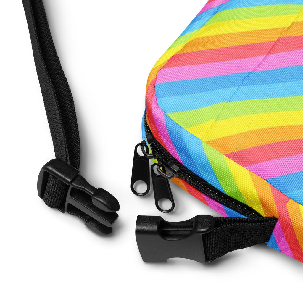 Rainbow Stripe Crossbody Bag – Water Resistant Mini Purse With Adjustable Strap & Pockets
