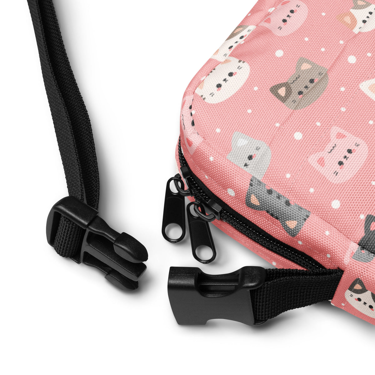 Pink Cat Crossbody Bag – Water Resistant Mini Purse With Adjustable Strap & Pockets