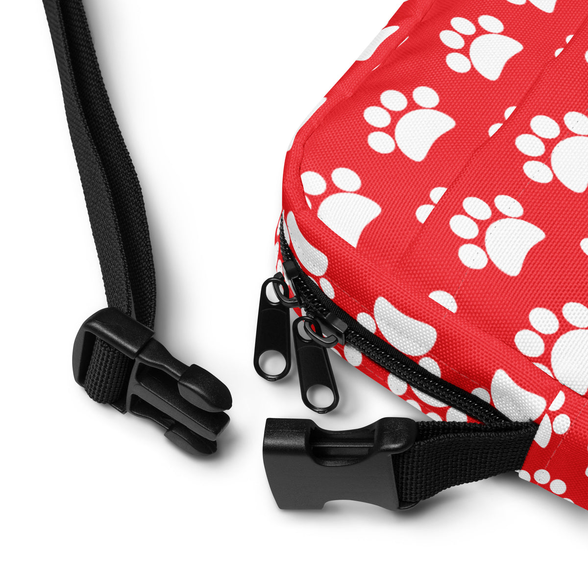 Red Paw Print Crossbody Bag – Water Resistant Mini Purse With Adjustable Strap & Pockets