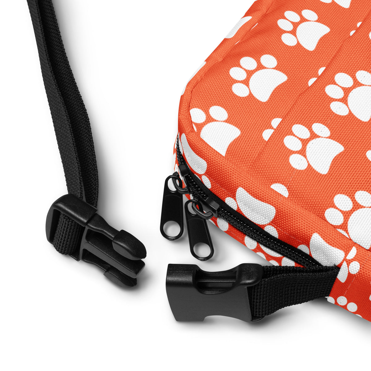Girls Bright Orange Paw Print Crossbody Bag – Water Resistant Mini Purse With Adjustable Strap & Pockets