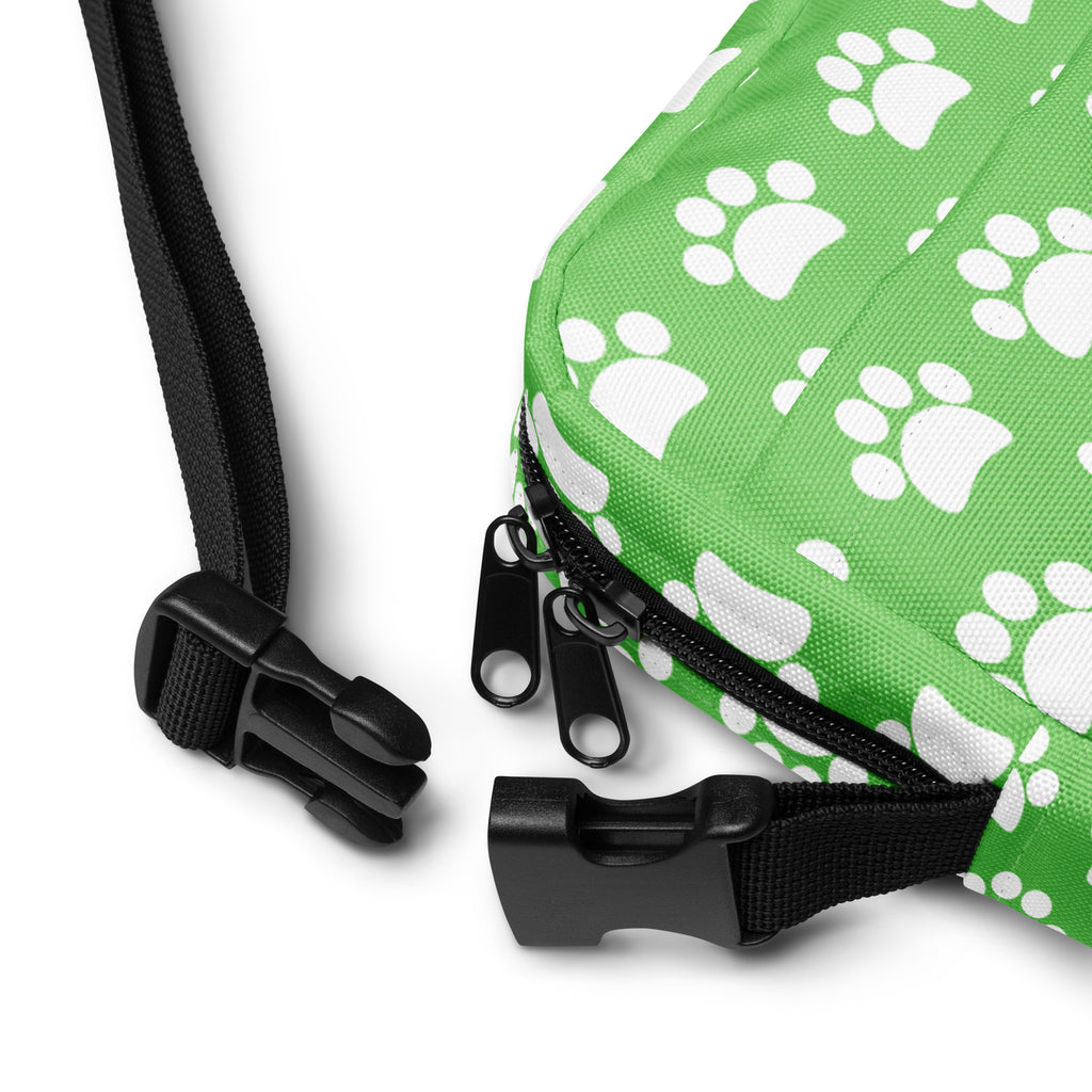 Green Paw Print Crossbody Bag – Water Resistant Mini Purse With Adjustable Strap & Pockets