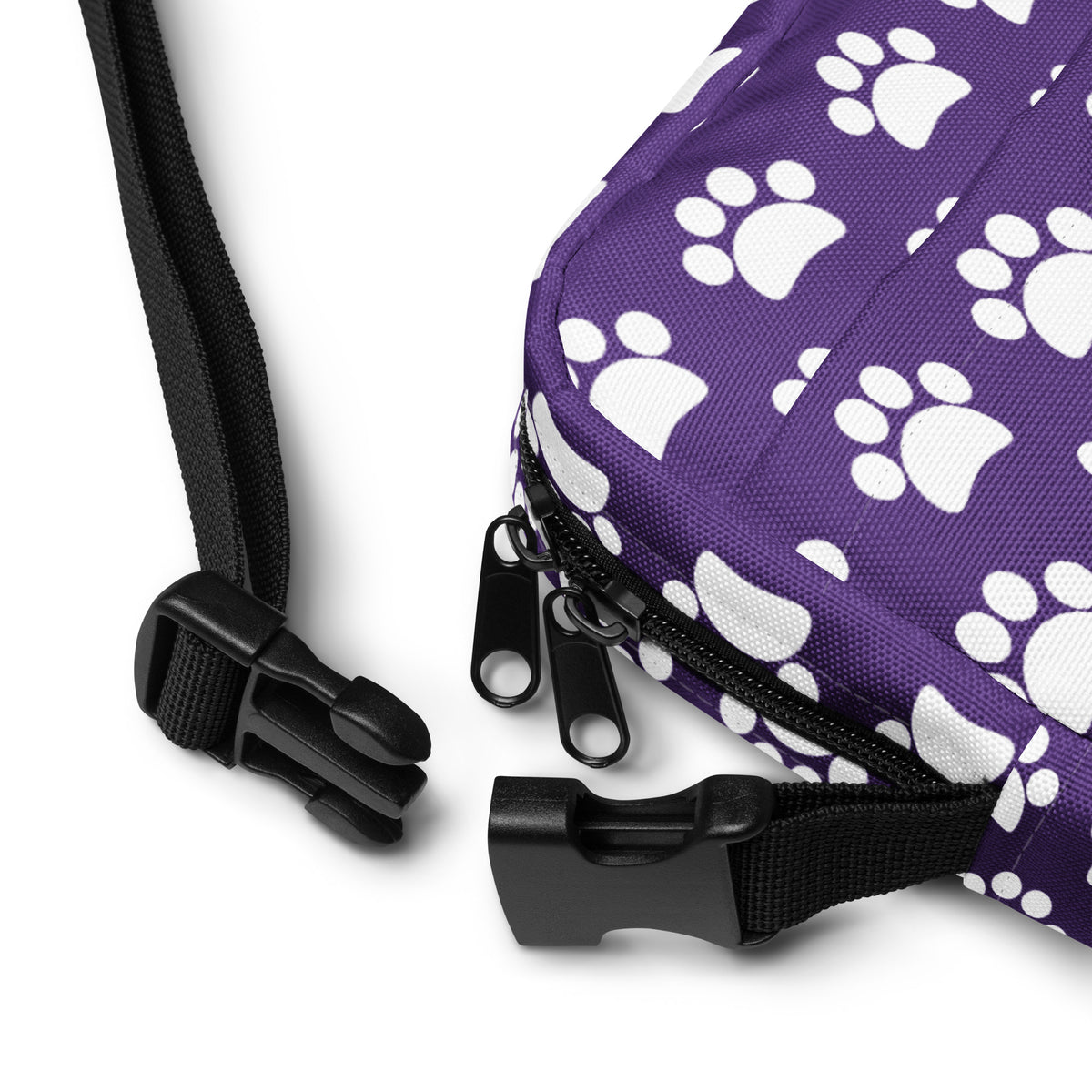 Dark Purple Paw Print Crossbody Bag – Water Resistant Mini Purse With Adjustable Strap & Pockets