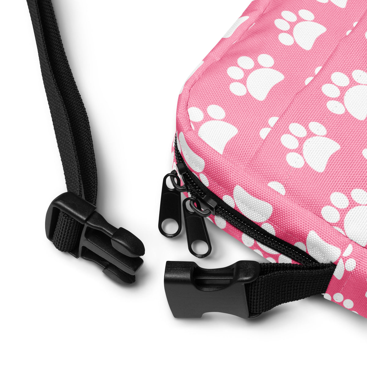 Pink Paw Print Crossbody Bag – Water Resistant Mini Purse With Adjustable Strap & Pockets