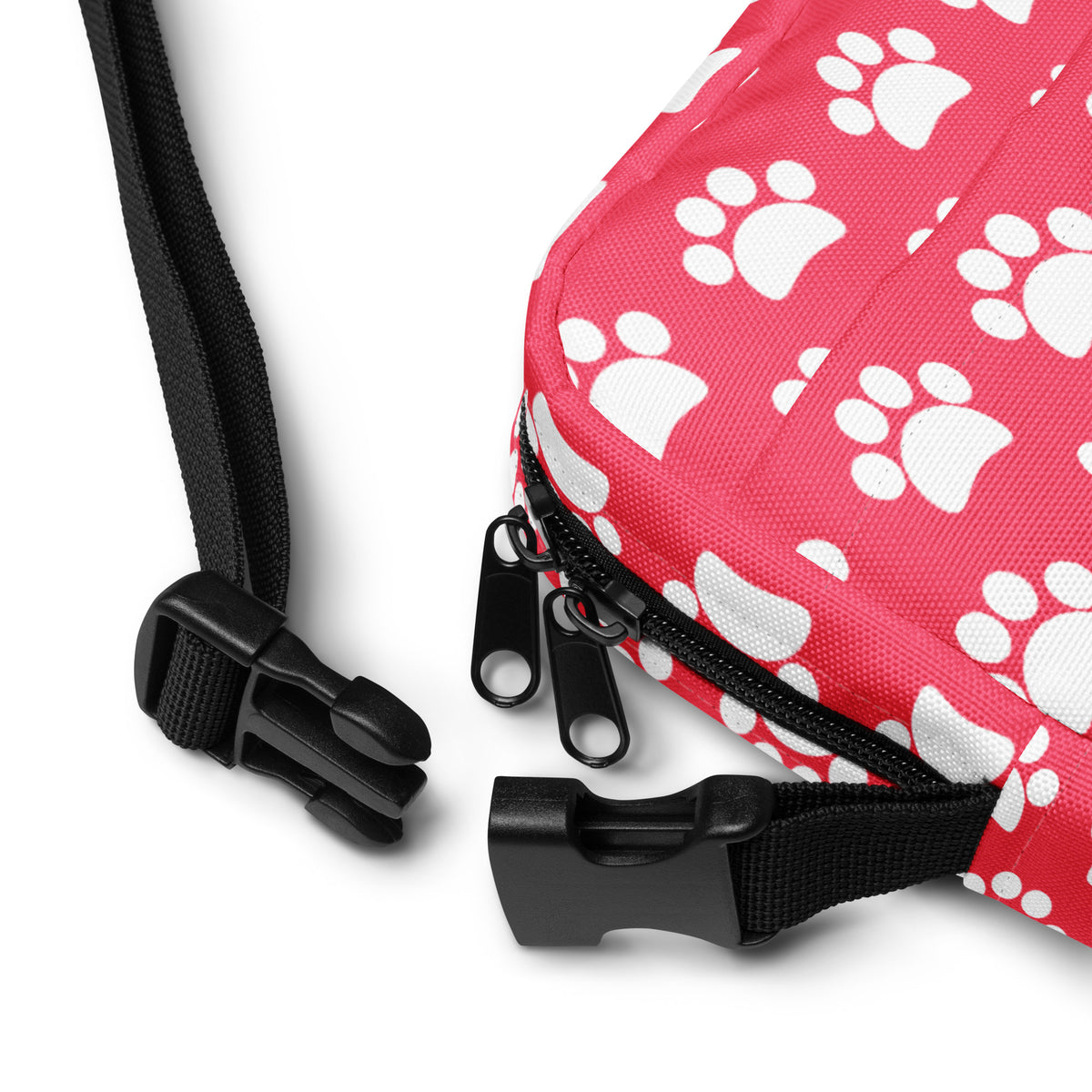 Bright Pink Paw Print Crossbody Bag – Water Resistant Mini Purse With Adjustable Strap & Pockets