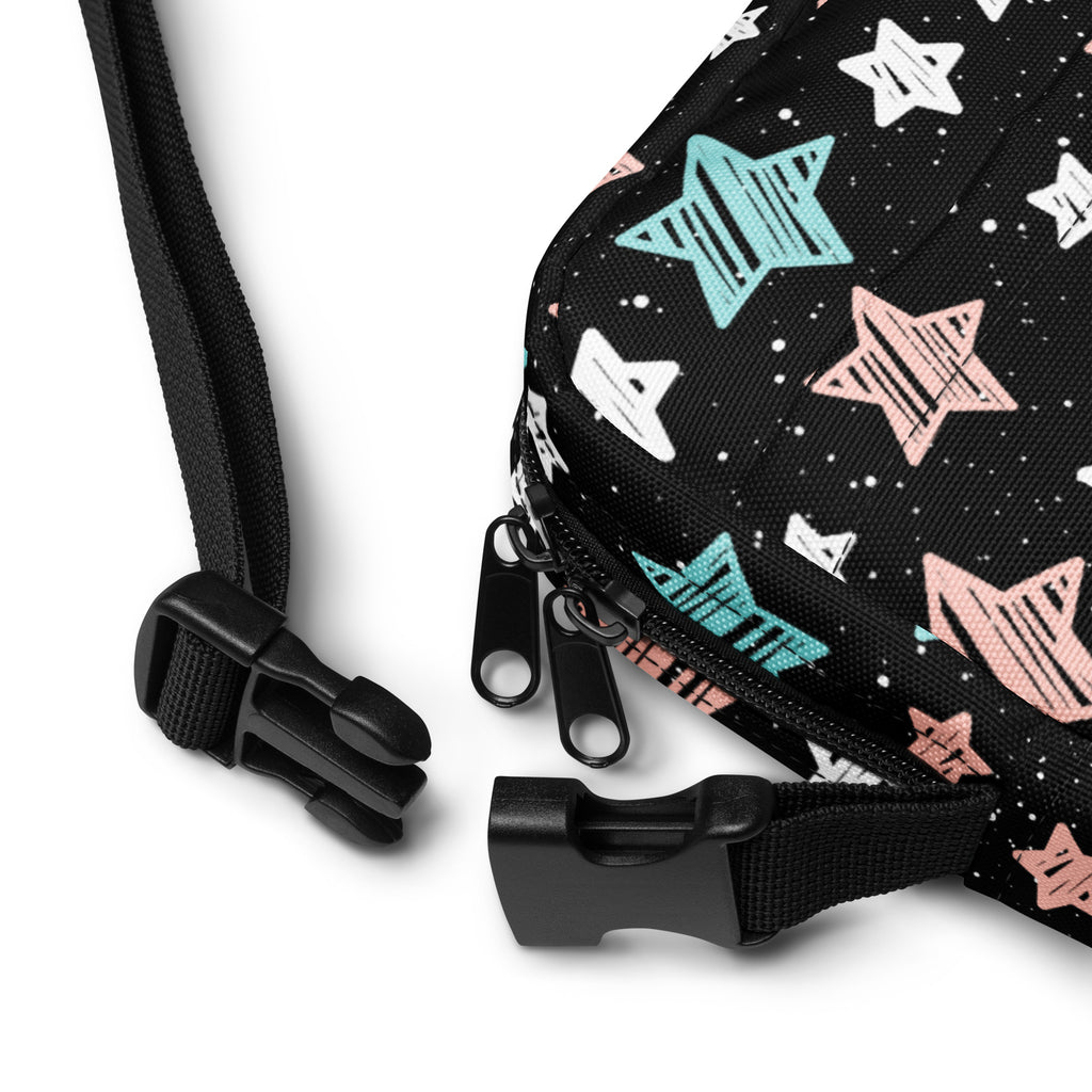 Colorful Doodle Star Crossbody Bag – Water Resistant Mini Purse With Adjustable Strap & Pockets